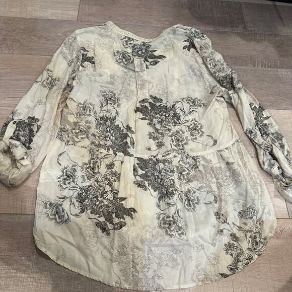 VINTAGE AMERICAN WOMENS XL CREAM TUNIC SHIRT BLOUSE - Picture 8 of 9